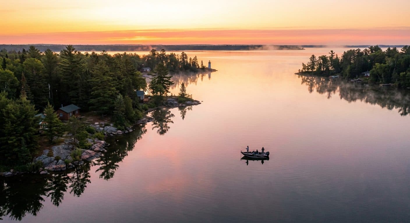 Aerial view of Mille Lacs Lake, Minnesota’s famous walleye fishing lake